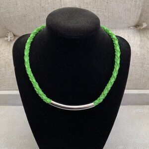 Dyrberg/Kern Sona braided leather necklace light green